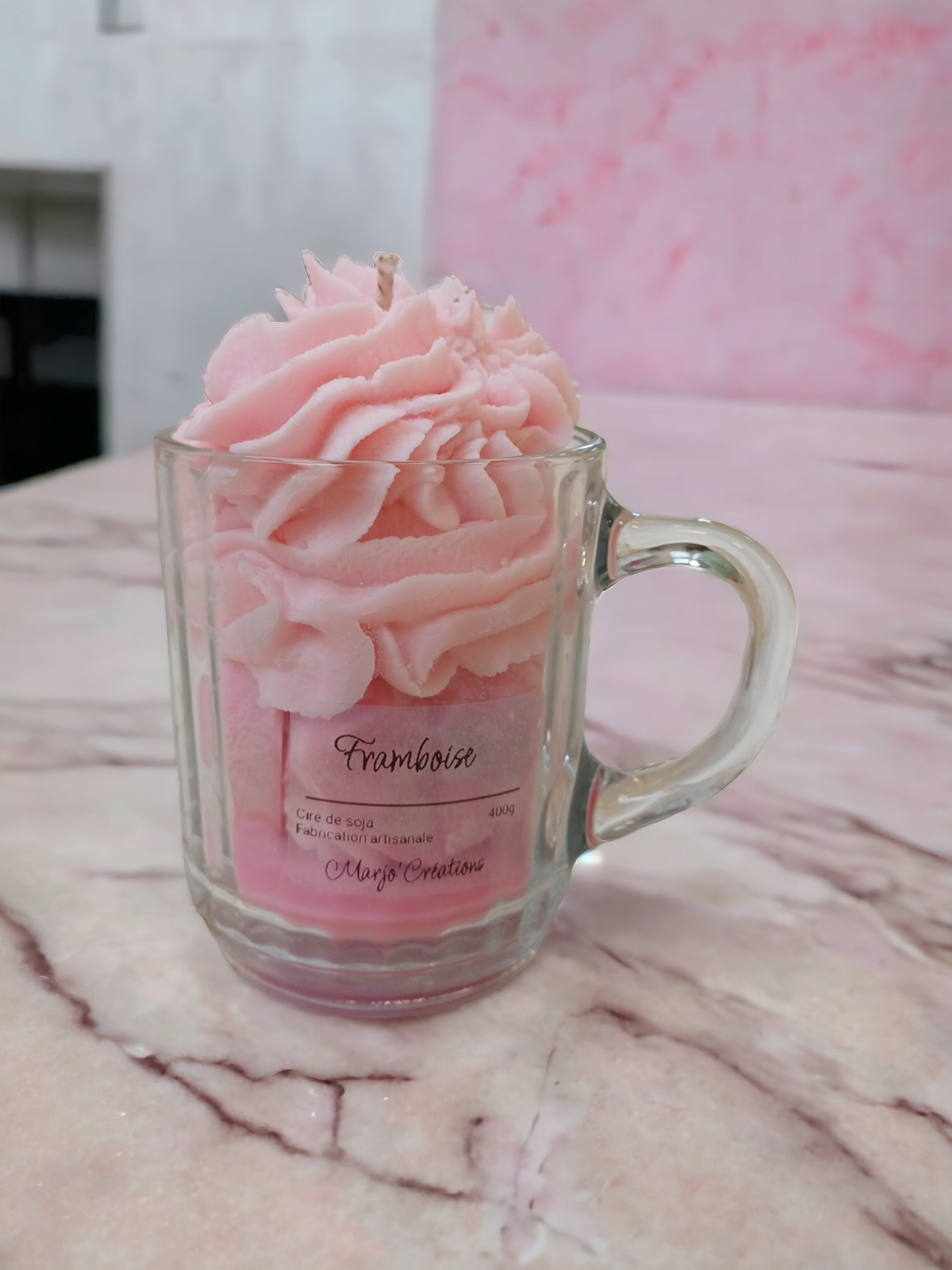 Bougie tasse à la framboise