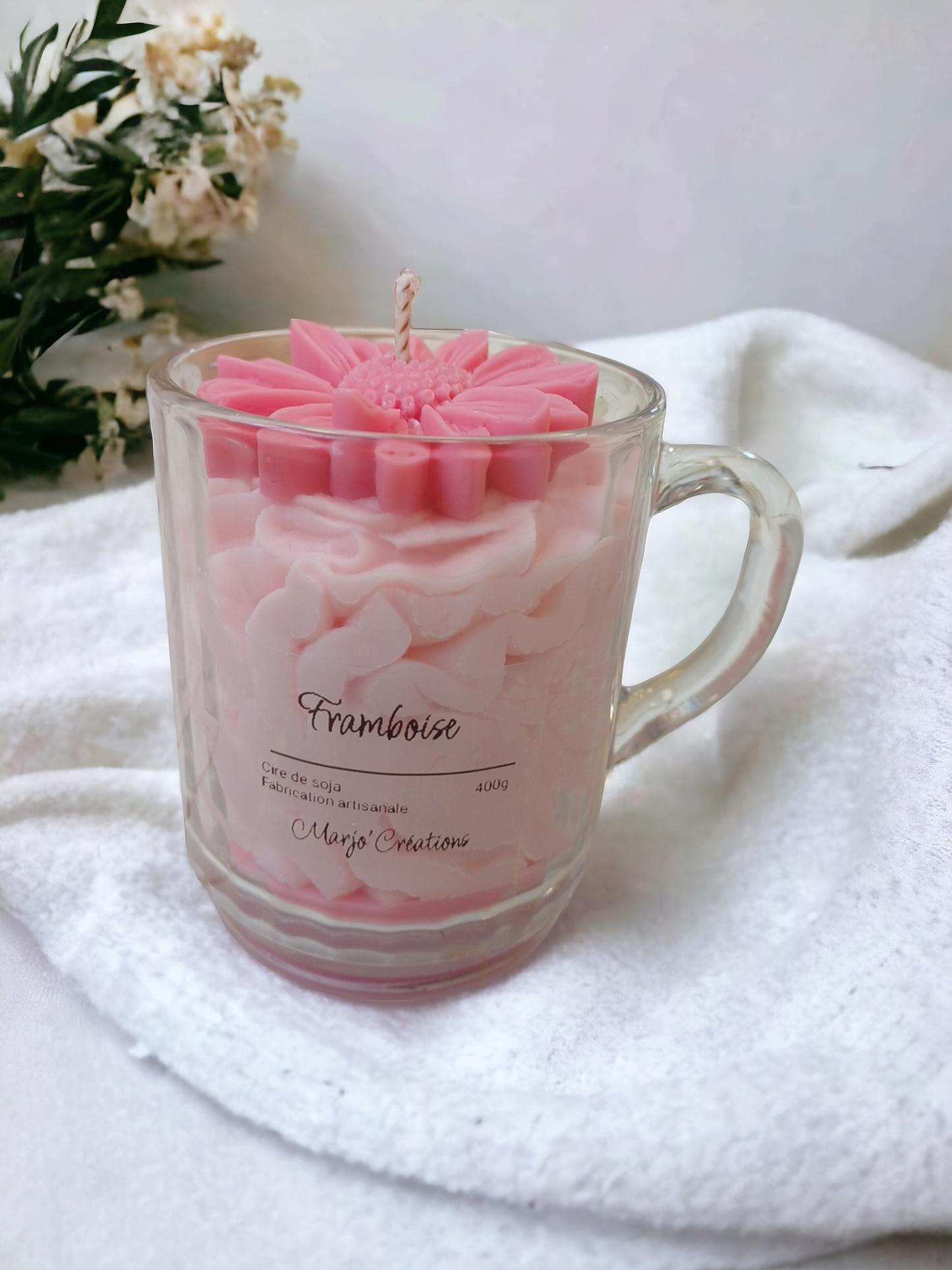 Bougie tasse à la framboise